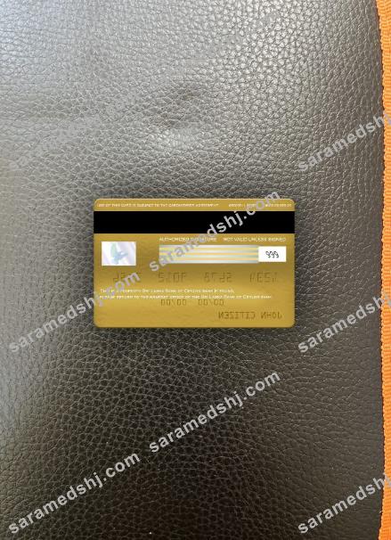 Sri Lanka Bank of Ceylon bank visa gold card photolook back